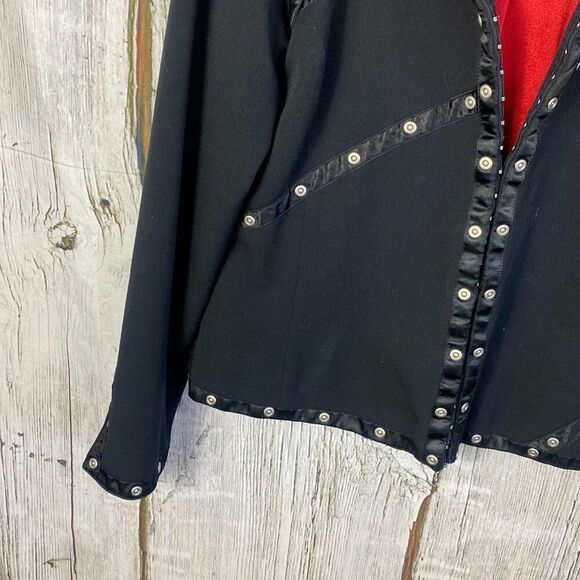 Vintage Victor Costa Occassion Jacket Black Red Lining Size XS - Picture 3 of 10